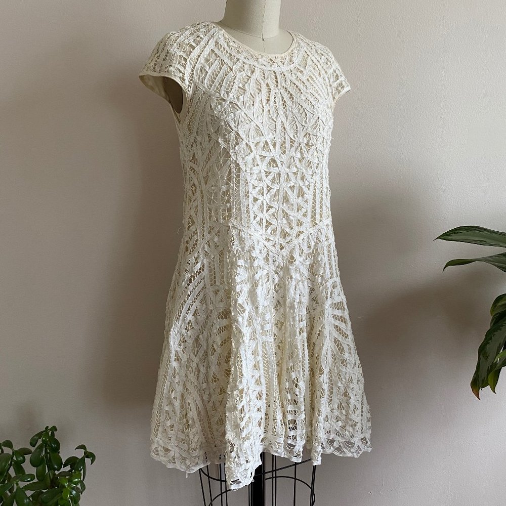 Ecru Lace Fit-and-Flare Mini Dress - Sea New York